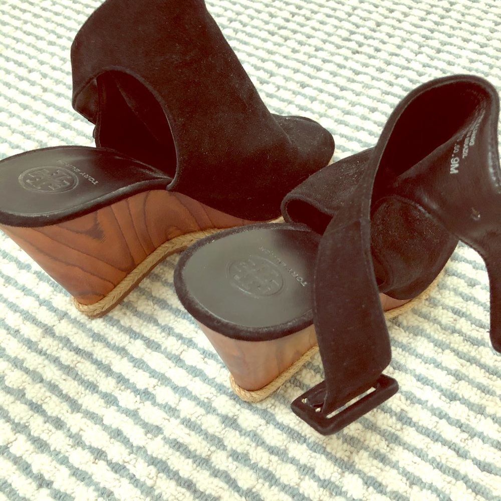 Tory Burch Suede and Wood wedged